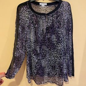 Purple Cheetah Sheer Blouse w/ Black Tank,  Medium